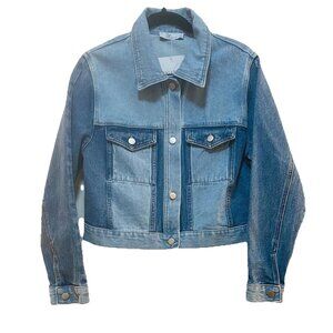 SEEK THE LABEL Blue Two Tone Denim Trucker Jacket Sz XS